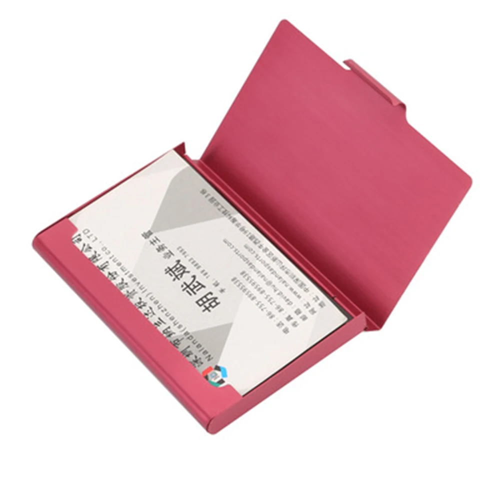 Metal Card Holder Box Aluminum Business Card Postcard Storage Case Portable Large Capacity Card Container for Men and Women 5
