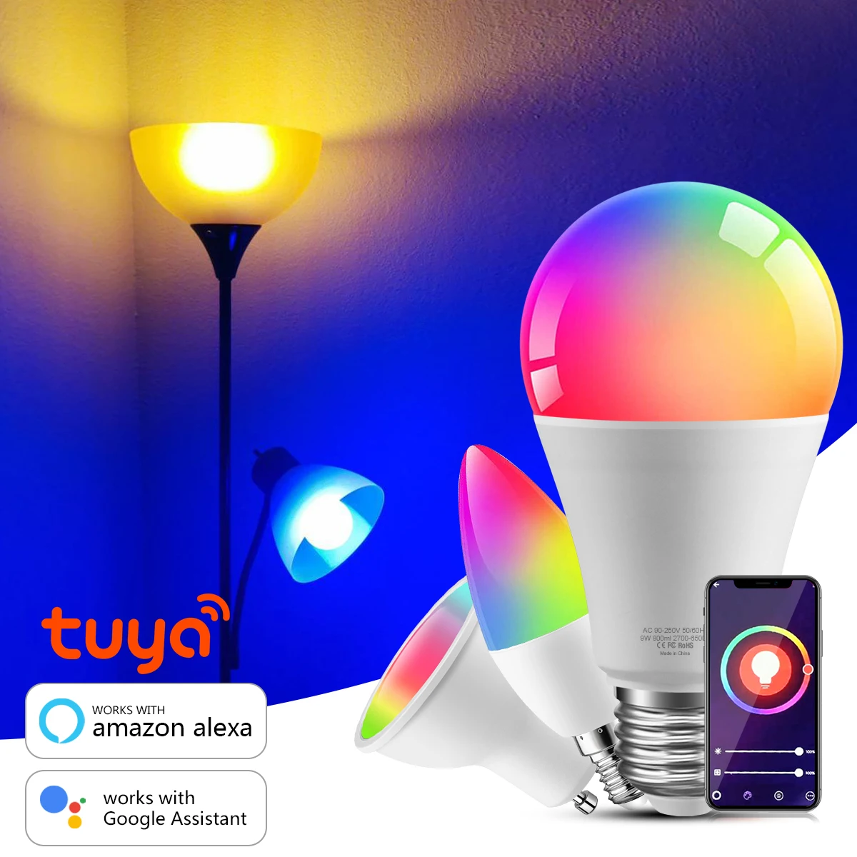 Tuya Smart Lamp WIFI LED light Bulb Smart Life RGB E27 E14 GU10 Smart Home  House Bulb Compatible Alexa Google Home Assistant