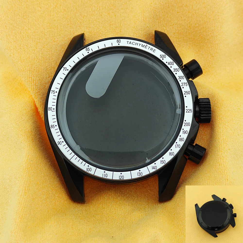 Moon Pattern Stainless Steel Chronograph Watch Case, 39.7mm
