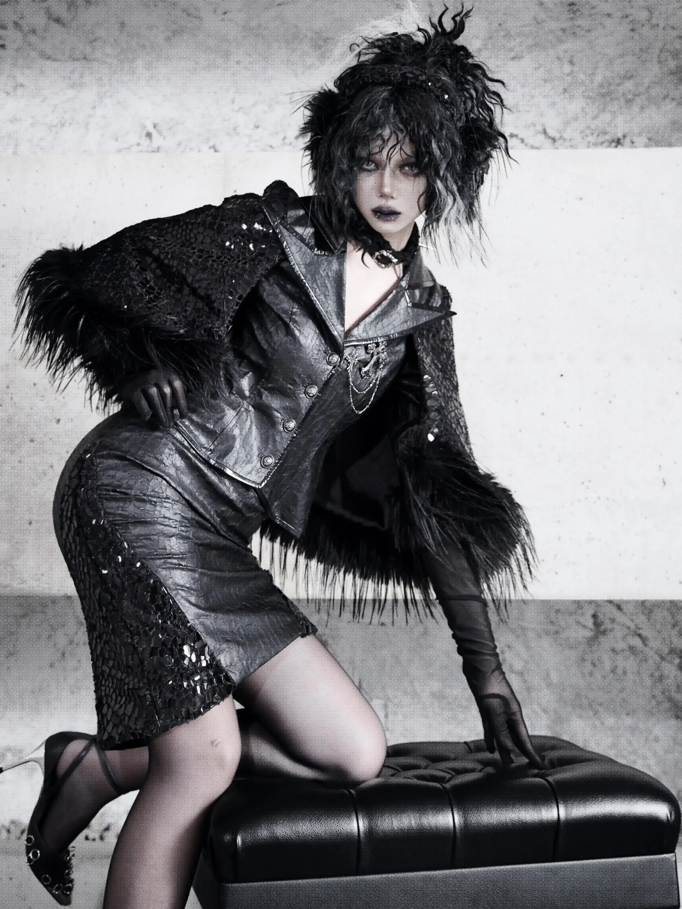 Christmas Original Gothic Black Cloak Female Dark V-neck Suit