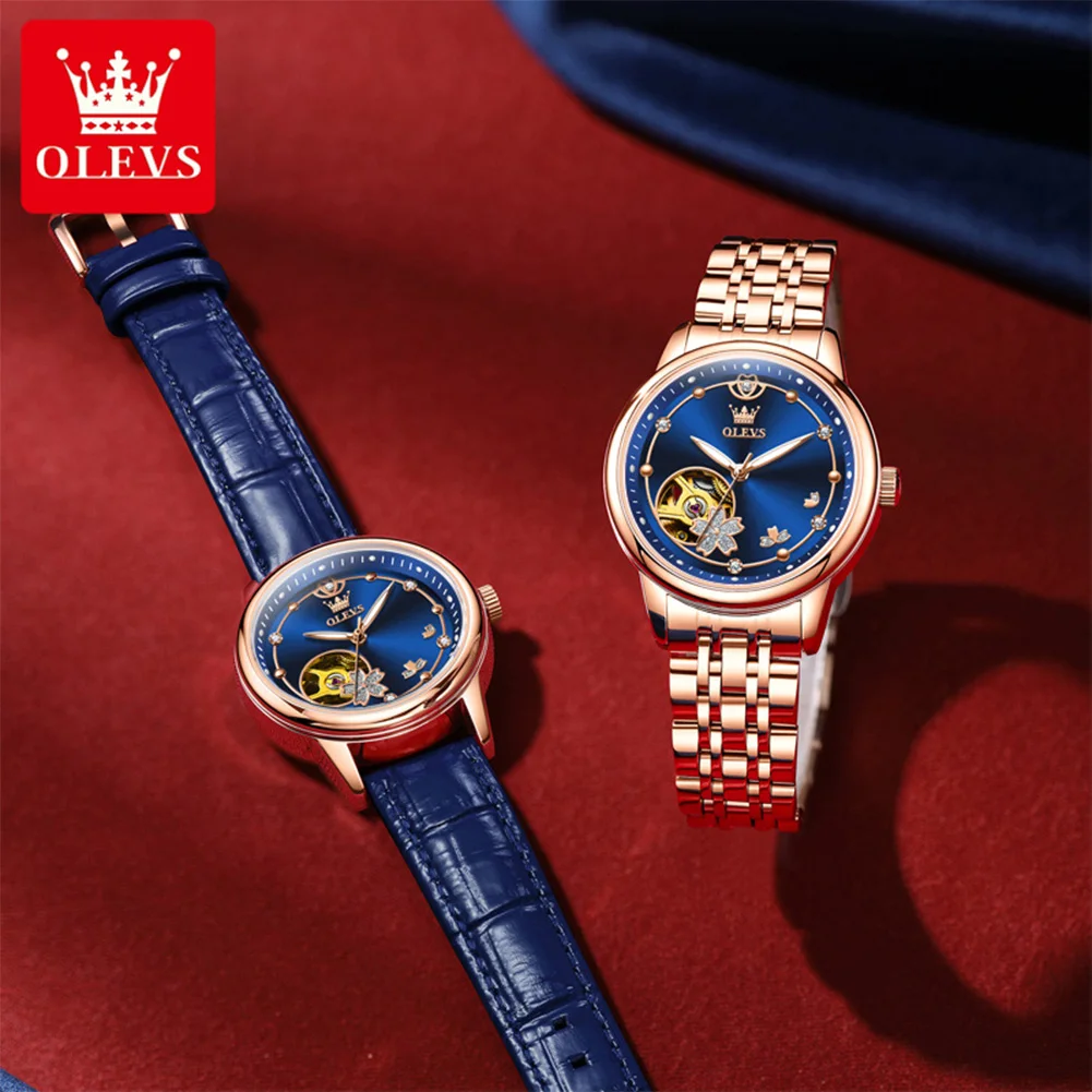 OLEVS 6732 Woman Watch Luxury Original Mechanical Watch For Women Top Brand Hollow 30M Waterproof Ladies Automatic Wristwatch
