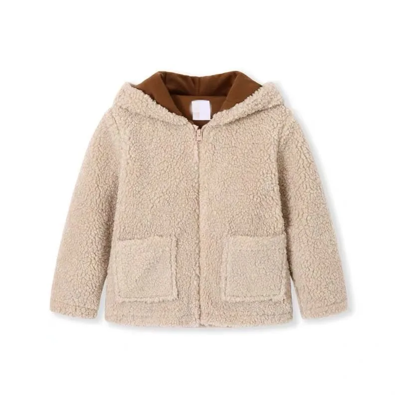 Children Jackets Boys Woolen Coat Plush Children Korean Autumn Winter Baby Thick Cotton Coat Casual Children Clothing