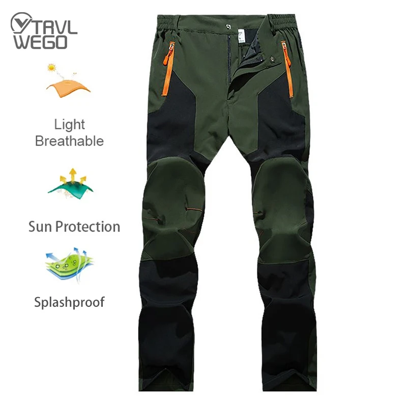 TRVLWEGO Men Summer Sports breathable Pants Hiking Trousers Camping Splash Prevention Quick Dry UV Resistant Elastic Thin 1