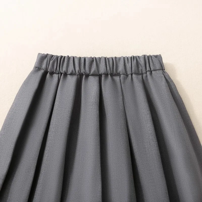 Teenage Girls Pleated Skirt Casual Grey School Skirt for Kids Spring Summer Simple Stylish Versatile A-line Short