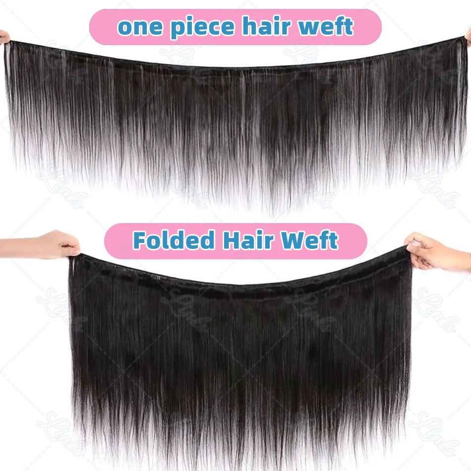 Human Hair Extensions Links 30 40 Inch Bone Straight Bundles 100% Human Hair Weave Bundles 1/3/4 PCS Brazilian Remy