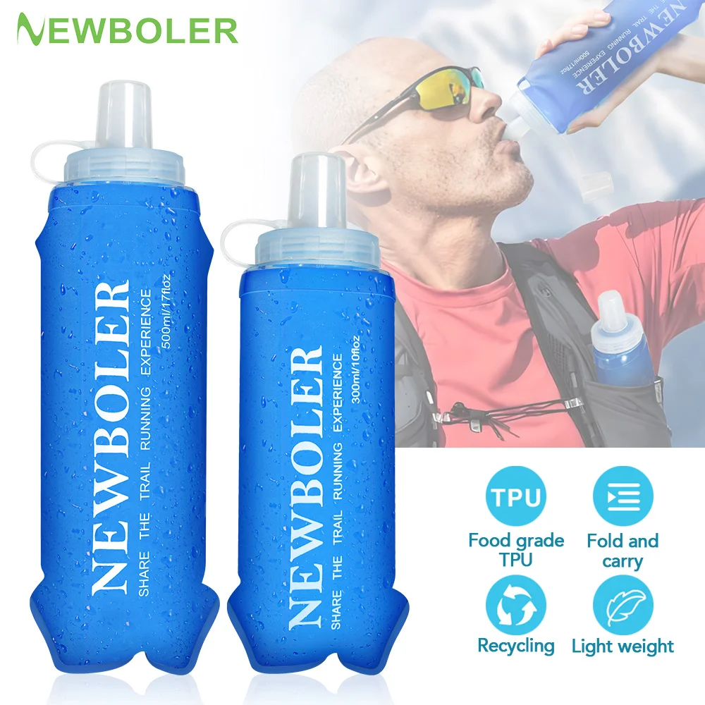 Sports water bottle 300/500ML TPU folding soft bottle outdoor sport water bag collapsible running camping