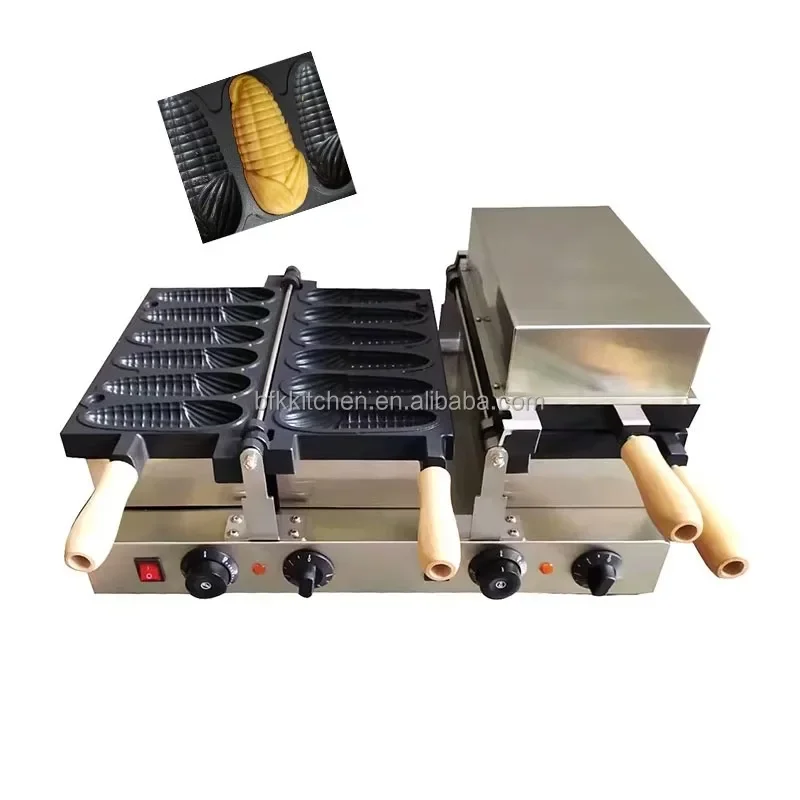 6000W Stainless Steel 220V Commercial Breakfast Non Stick Double Waffle Corn Waffle Maker