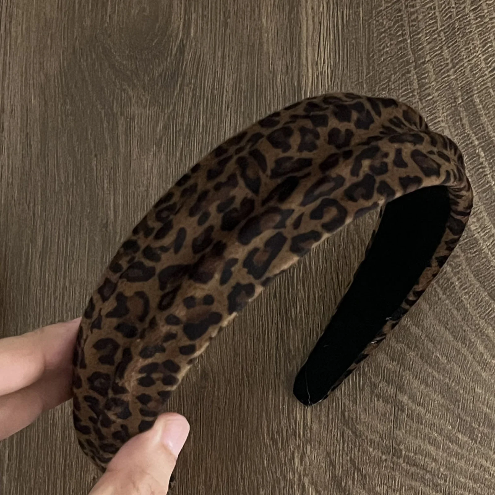 1PC Plush Wide-Brimmed Headbands For Women Leopard & Solid Color Hair Hoops Vintage Fashion Non-Slip Hair Accessories Stylish