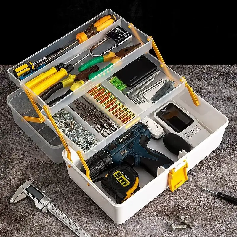 

Вместительный противоударный органайзер для чемоданов, Многофункциональный складной ящик для инструментов, жесткий пластиковый компактный ящик для инструментов