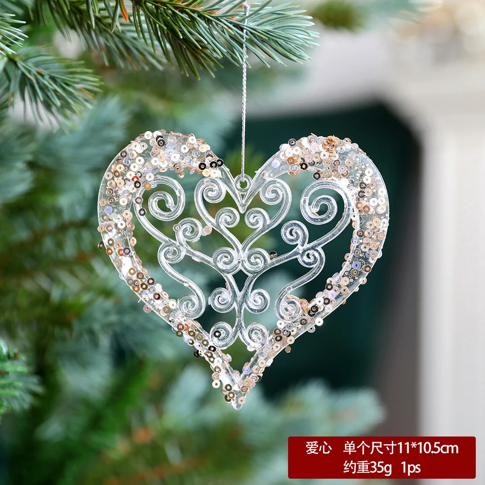 Camal 1PCS Clear Acrylic Hanging Ornament Ballet Elk Bell Xmas Snowflake Tree Christmas Pendant Home Decoration New Year Gifts images - 6