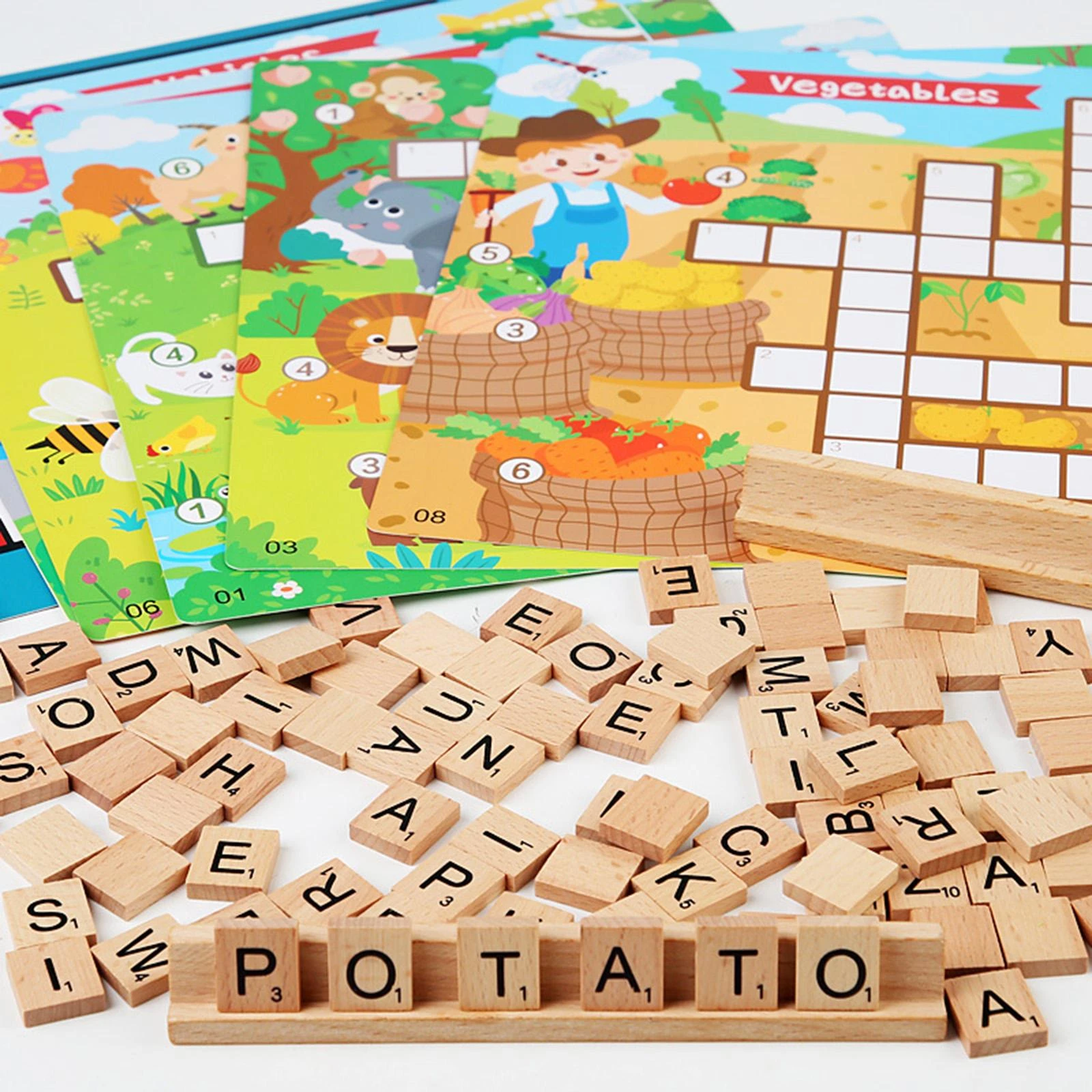 Jeu De Jeux De Cartes Mots Croisés Puzzle en bois pour enfants, jouet de mots croisés, apprentissage précoce  de l'orthographe, carte anglaise, jeu amusant, cadeau, lettres pour filles  et garçons | AliExpress