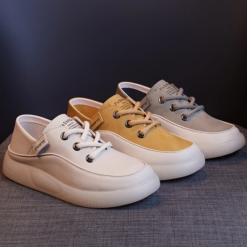 women's white thick soled sneakers 2026 spring summer genuine leather casual trend loafers for girls students plus size 35 43 Women's White Thick-Soled Sneakers 2026 Spring Summer Genuine Leather Casual Trend Loafers for Girls Students Plus Size 35-43 6