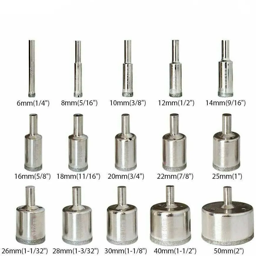 Cheap 3-100mmSet Tile drill bit Set Diamond Coated Tile Marble Glass Ceramic Hole Saw Drilling Bits Power Tools Accessories 12 19 pcs diamond coated drill bit set tile marble glass granite ceramic hole saw drilling bits power tools accessories 6mm 60mm