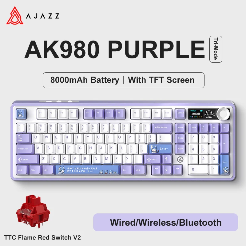 Ajazz AK980 Gaming Mechanical Keyboard Wireless/Bluetooth/Wired