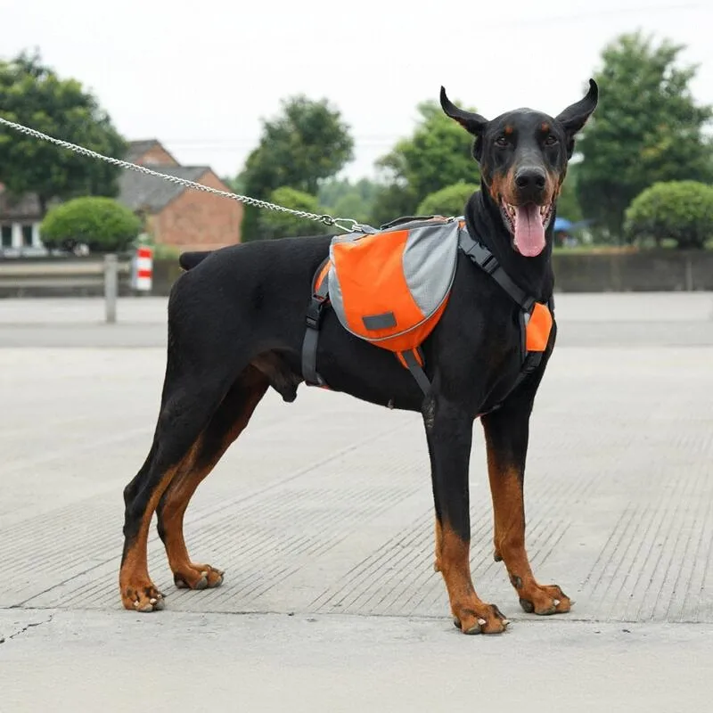 Oxford Fabric Outdoor Dog Backpack Double snack bag, dog training bag Waterproof Reflective Saddle Bag Medium Large Dog Tactical