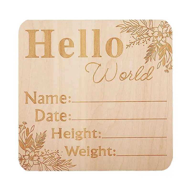 

Engraved Birth Stats Sign Newborn Announcement Welcome Baby Card DIY Wooden Card Birth Gift Baby Stage Card