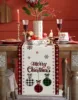 Merry Christmas Tree Ball Linen Table Runners Holiday Party Decor Reusable Dining Wedding Navidad Decorations 4