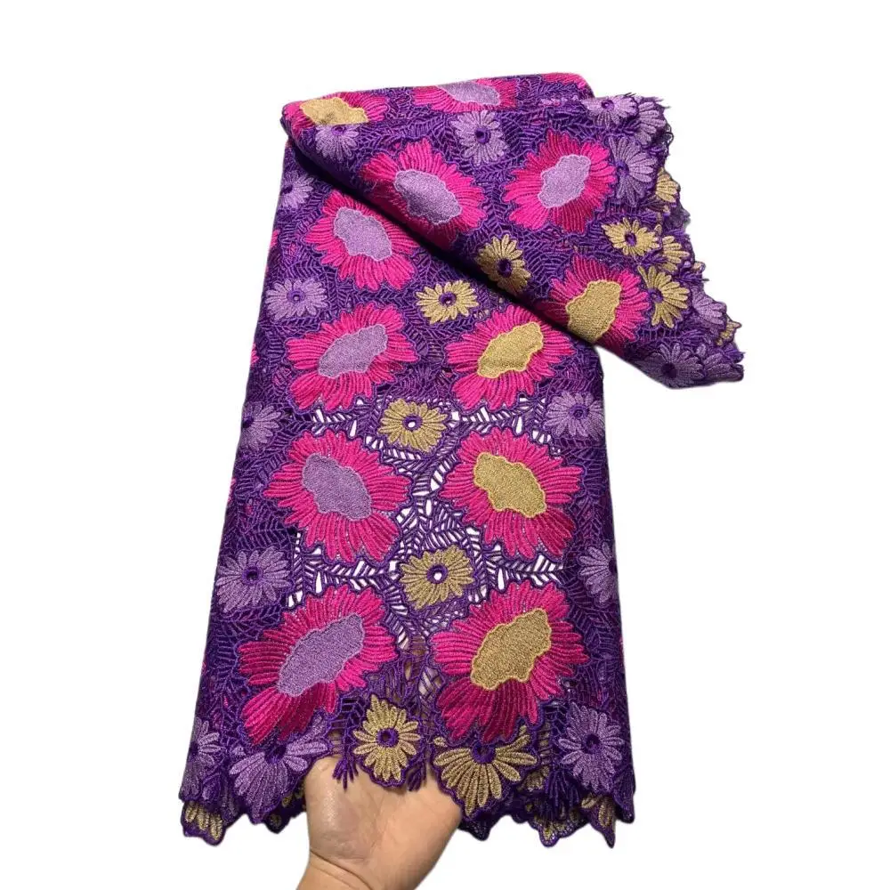

2023Latest Mixed Colors Riche African EembroideryGuipure Cord Lace With Stones Fabric for Party Dress NN835_R