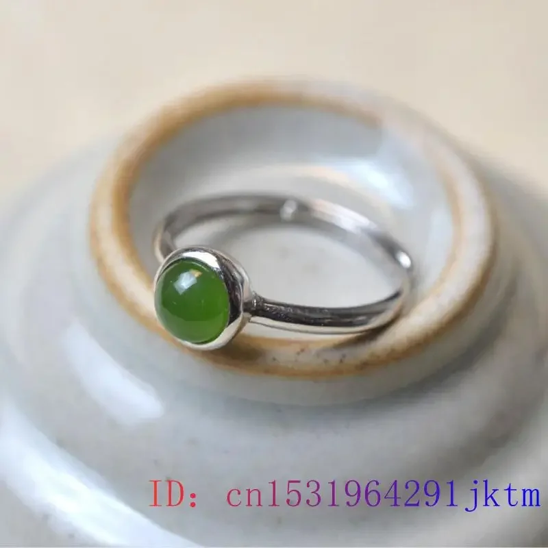 Green Jade Rings 925 Silver Stone Adjustable Ring Charms Women Fashion Gifts Talismans Jewelry Vintage Natural Carved Designer