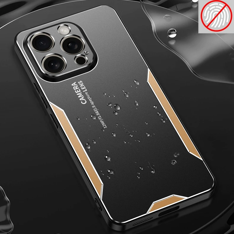 Darbeye dayanıklı kılıf iPhone 15 14 13 12 11 7 8 6s 6 artı Pro Xs Max XR SE 2020 2022 fırçalanmış metal alüminyum zırh arka_voghion.com