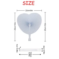 3/5/10pcs Heart Shape Circular Folding Fan Blank Paper Hand Fans With Plastic Handles DIY Painting Birthday Wedding Party Decor 2