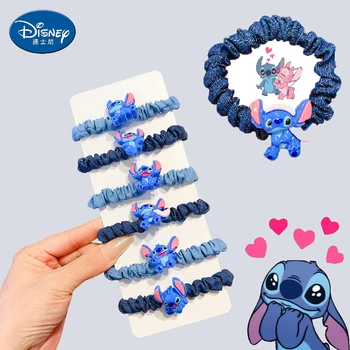 Disney Stitch Anime Figures Cartoon Hair Tie Children's Accessories Hair Band Kawaii Stitch Doll Girls Head Rope Kids Toys Gifts