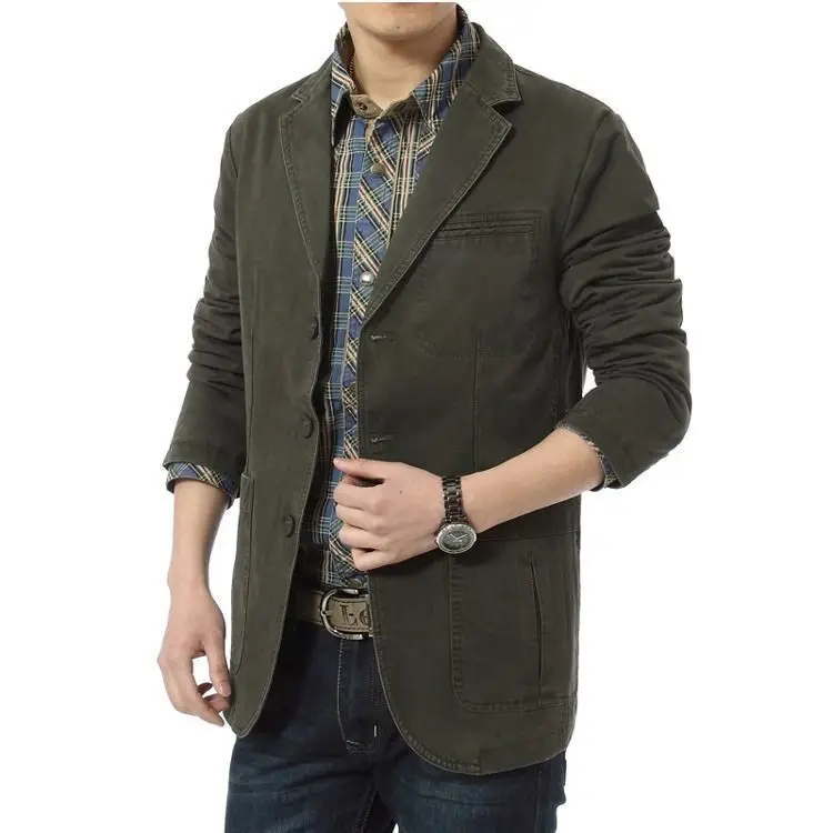 Autumn Blazer Men's Jacket New Cargo Jackets Men Plus Size Men's Casual Fashion Clothing Cotton for Men's Blazers - Image 4