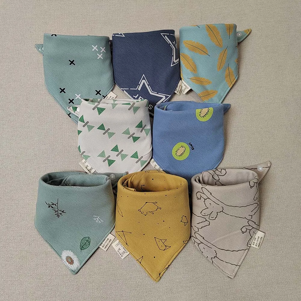 8 Pieces Baby Bibs Bandana Triangle Cotton Soft Infant Feeding Burp Cloth Newborn Teething Slaiva Towel Boy Girl Accessories 4