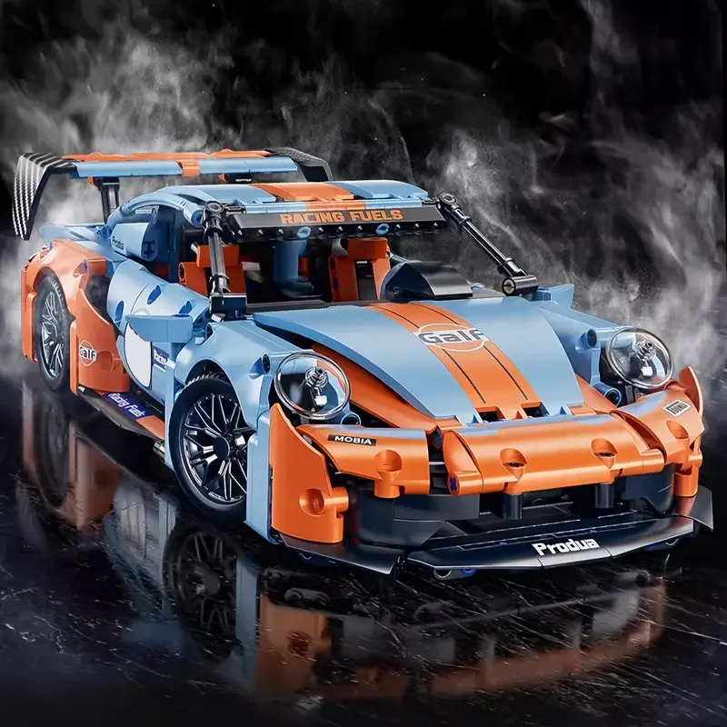 1289-Piece Exquisite Blue Sports Car Building Block Model, Easy to Assemble DIY Toy, Ideal Holiday Gift, Car Decoration