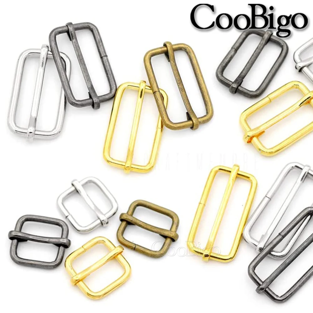 10pcs/pack Metal Slides Triglides Wireformed Roller Pin Buckles Strap