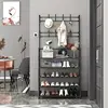 4/5-tier multifunctional metal coat rack with 8 double hooks - Space-saving storage solution for entryways 5