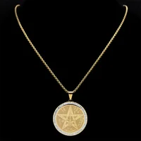 Collier amulette pentagrammaton pour femmes et hommes, en acier inoxydable, Talisman juif israélien, chaîne de pentacle, bijoux NZZZ499S02 5