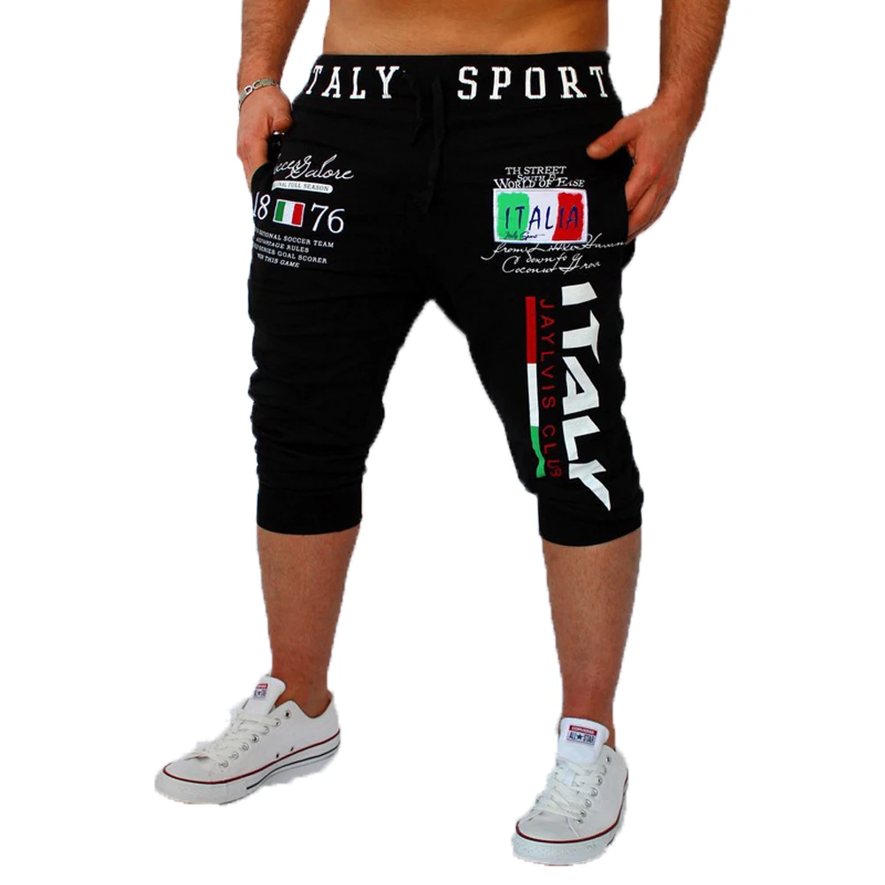 Mens Summer Shorts Elastic Drawstring Waist Lightweight Breathable Quick-Dry Sports Cropped Pants for Basketball Fitness Running 2