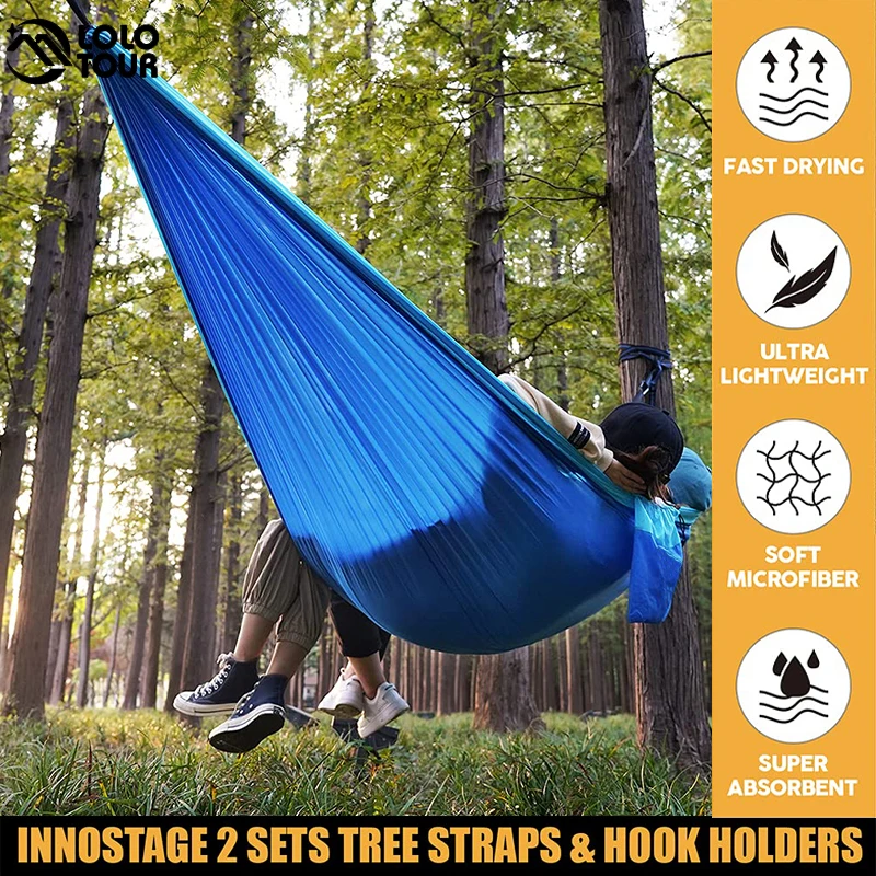 102x55inch Outdoor Double Camping Hammock with Tree Strap Lightweight  Parachute 210T Nylon Hammock Swing Chair for Hiking Garden