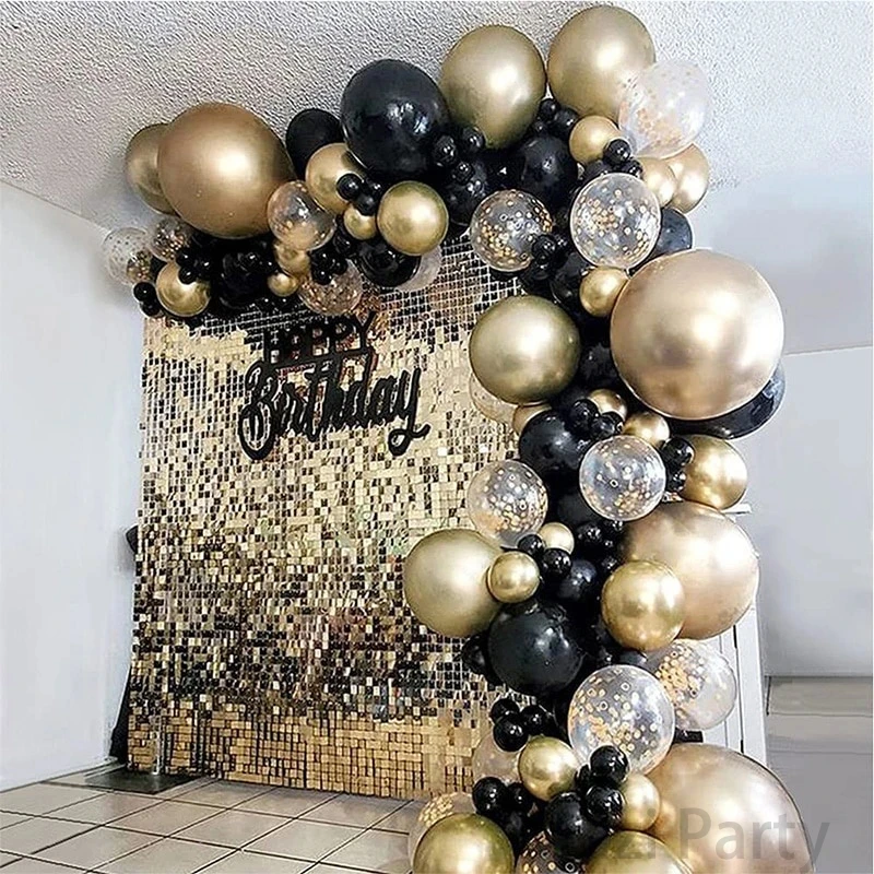 Black, Gold And Silver Latex Balloons (7pcs)