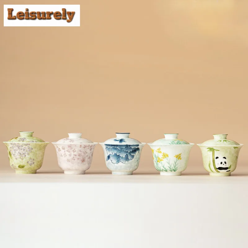 Hand-painted Hydrangea Flower Travel Tea Set Kit Elegant 1 Pot 2 Cups Tea Making Organizer Portable Outdoor Stock Bags Ornaments