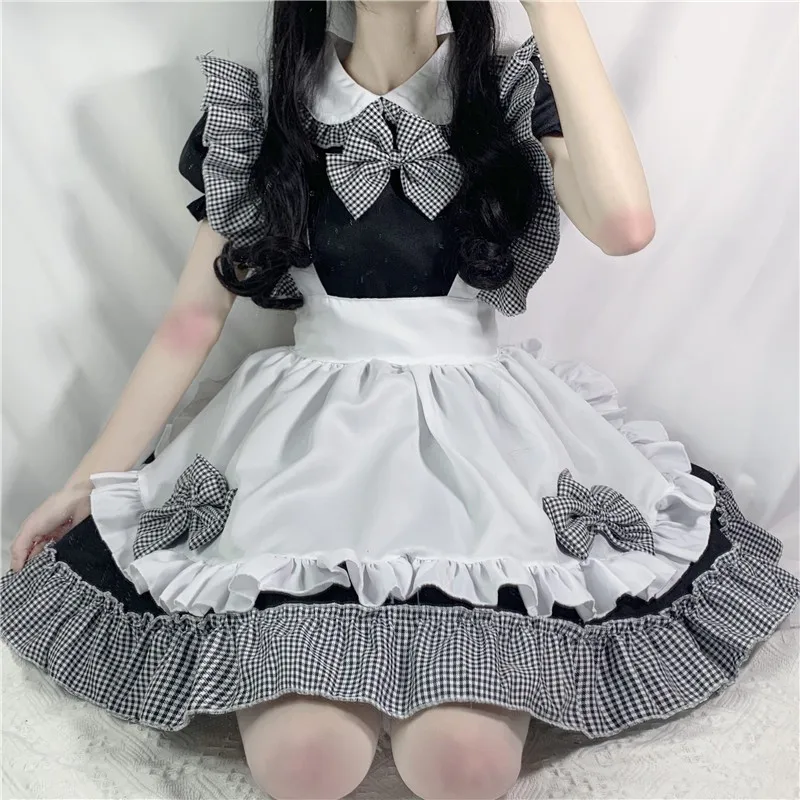 Anime Cartoon Cosplay Costumes Lolita Suspender Dress Lolita Dress Lolita Cosplay Costumes Japanese Kwaii Maid Lingerie Dress Goth Clothes Women Punk Gothic Lolita Maid Outfits Black White