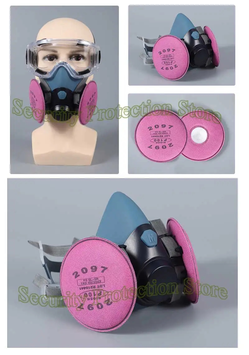 Atemschutz maske mit halber Gesichts maske und Schutzbrille Filter für chemische Sprüh farbe Holz bearbeitung Schweißen Schleifen Epoxidharz – Detail 5