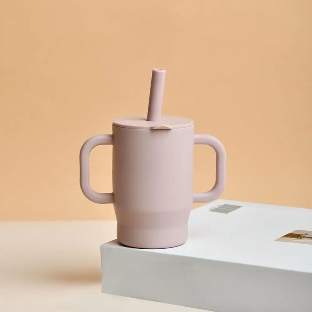 휴대용 식품 등급 실리콘  빨대컵 내열성 깨지지 않는  빨대컵 BPA 프리 낙하 방지 먹이기 컵 우유