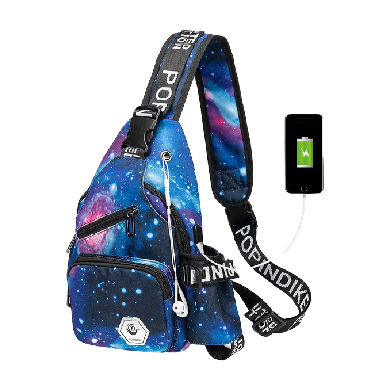 Men  casual print chest bag Oxford waterproof shoulder Messenger chest bags Small Sling Bags men's Crossbody Bag Back Pack