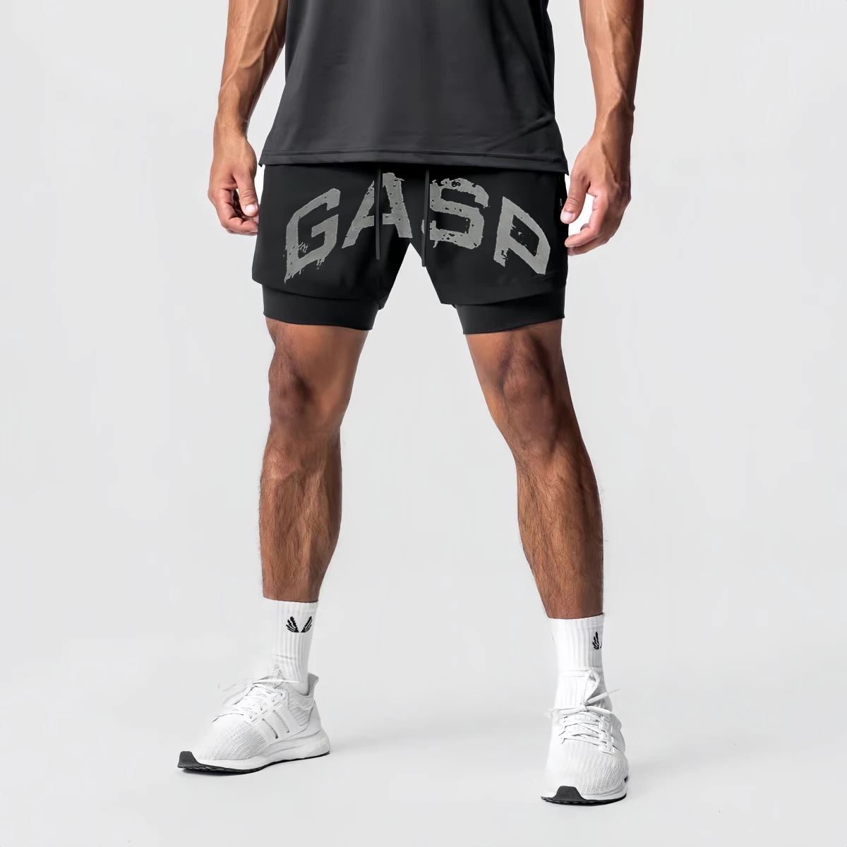 GASP Shorts Muscle Brothers Summer Sports Breathable Men's Shorts Loose Training Bodybuilding Gym Outdoor Sports Wear 2