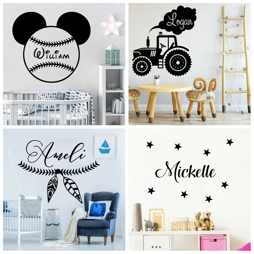

1 pc soccer or toys custom name Wall Sticker Self Adhesive Vinyl Waterproof Wall Art Decal For Kids Room Living Room Home Decor