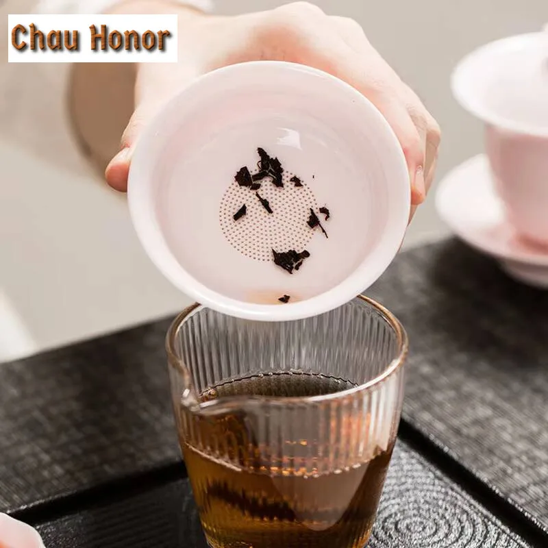High-end Lanolin Jade Porcelain Tea Leak Handmade Household Chinese Kung Fu Tea Set Tea Ceremony Accessories Tea Separator Gifts