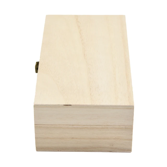 1pc Wooden Storage Box With Metal Retro Buckle Rectangular