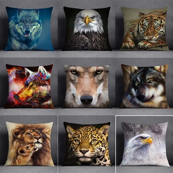 Taie d'oreiller carrée à motif animal féroce, coussin de canapé de voiture 1