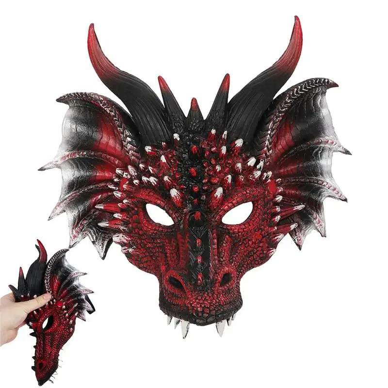 

Dragon Head Red Cosplay Dragon Headpiece PU Foam Cool Dragon Face Cover Halloween Party Cool Dragon Costume Dress Up Props For