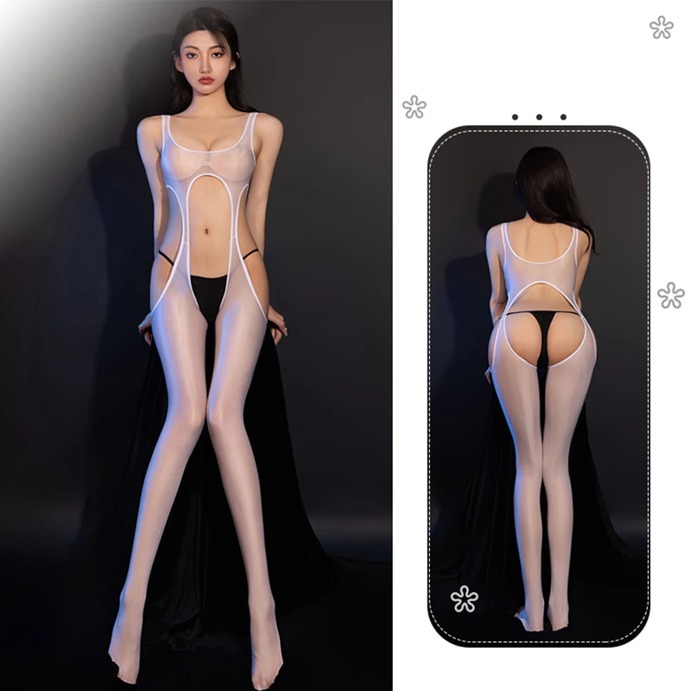 

Женский комбинезон, ультратонкий прозрачный комбинезон без рукавов, эротический Прозрачный блестящий комбинезон с открытой промежностью