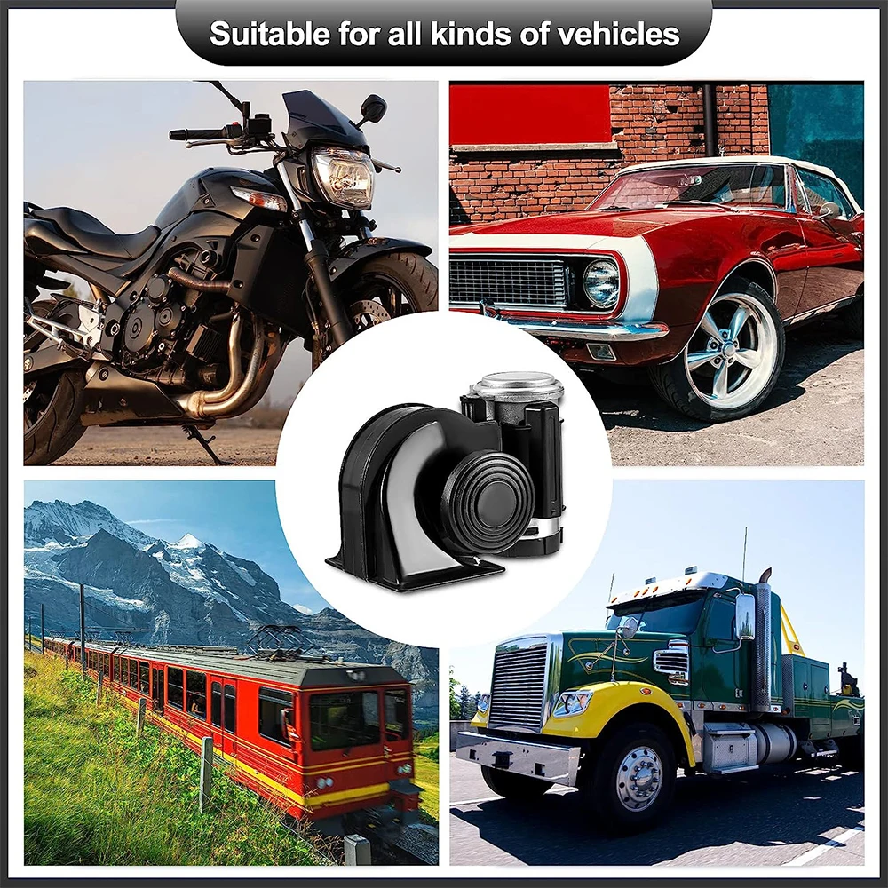 Car Air Horn Snail Air Horn With Compressor Relay Harness 12V 150db Super Loud Dual Tone For Truck Motorcycle Car