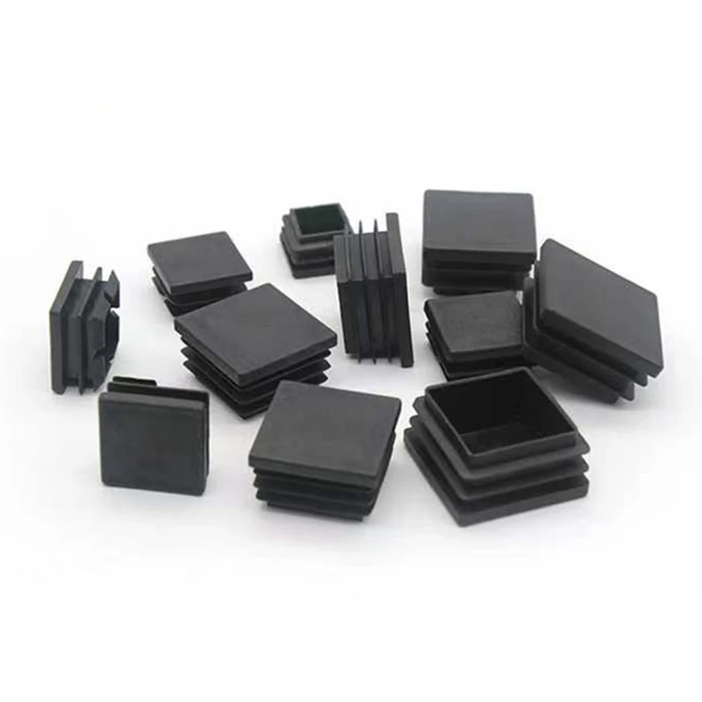 Black Square Plastic Pipe Plug Furniture Tube Pipe Insert Blanking End For Chair Leg Protectors Length 10x10-100x100mm 2/5/10Pcs For silicone rubber plugs pipe end cap rubber caps silicone rubber caps