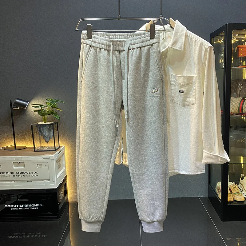 Ankle Banded Slacks Boys Loose All-Match Solid Color Sweatpants Men's 2023 Autumn and Winter New Fashion Long Pants